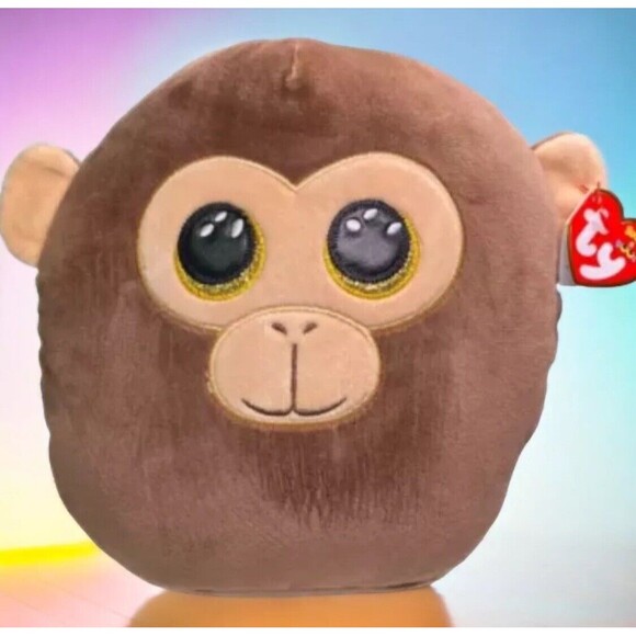TY Squish A Boos - Dunston The Brown Monkey 8" Soft Stuffed Kids Plush NWT NEW - Picture 1 of 12